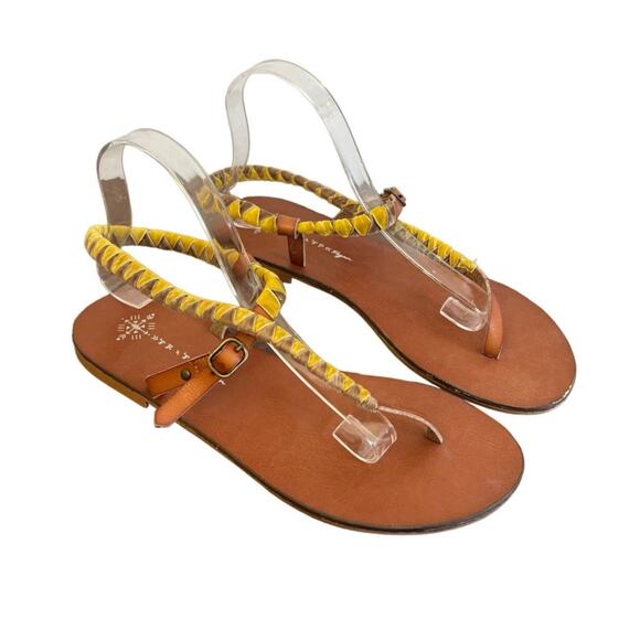 Free People x Faryl Robin Cayman Cross Sandals Shoes Vegan Leather Brown 10 - Picture 1 of 11